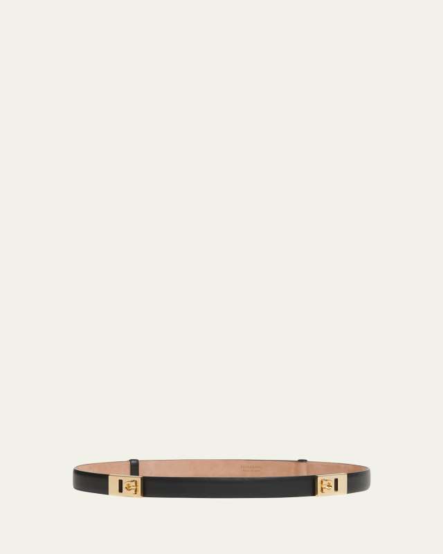 Double Gancini Leather Belt